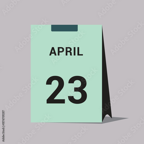 23 april calendar date icon minimal desk calendar vector illustration