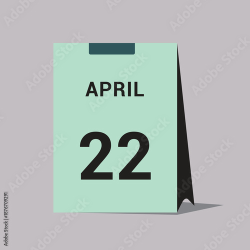 22 april calendar date icon minimal desk calendar vector illustration