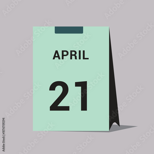 21 april calendar date icon minimal desk calendar vector illustration