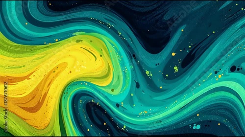 Wallpaper Mural Vivid swirling patterns blend blues and yellows, evoking a sense of motion and fluidity Torontodigital.ca