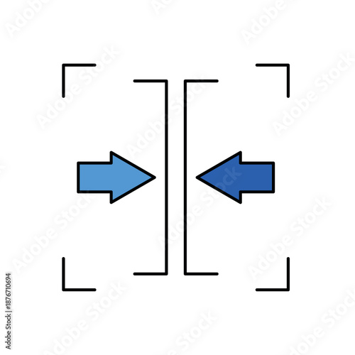 Icon a Frame boundary and inward arrows, outline editable stroke line drawing eps.