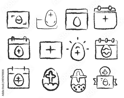 Silhouette of a chicken egg with a plus sign inside on a white background