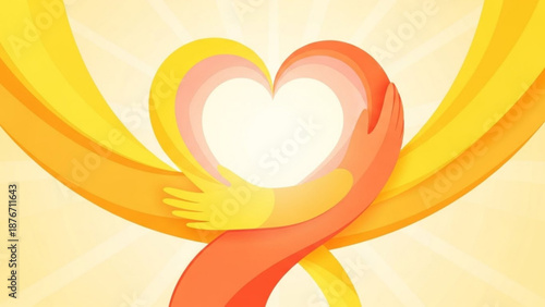 Intertwined hands forming heart shape symbolizing love and unity