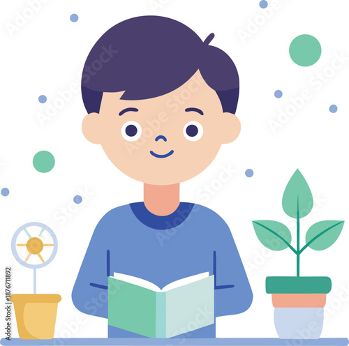 Clean Vector Art of a Child Reading a Science Book Silhouette