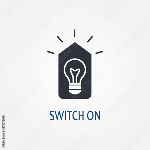 Modern "Switch On" button toggle icon in EPS10 vector format. Minimalist UI design for apps and websites, featuring a clean "on" state. Perfect for technology and power-themed projects.