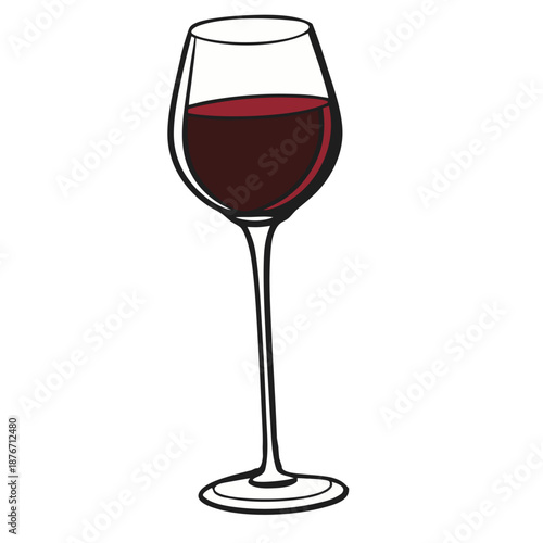 Red Wine Glass Simple Drawing Vector Illustration