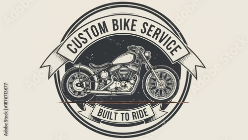 Vintage Custom Motorcycle Emblem Design.