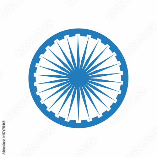Blue Ashoka Chakra symbol, a prominent emblem of India, with 24 spokes representing the Dharma wheel.