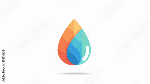 Stylized droplet shape with layered colors and a soft shadow