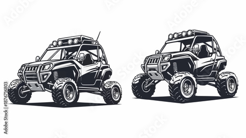 Two Off Road Vehicles Side By Side Illustration.