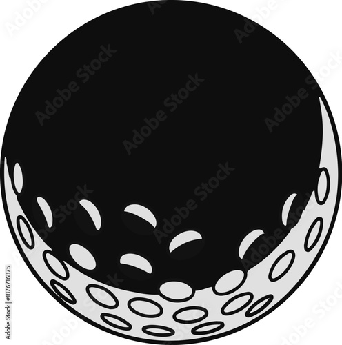 Stylized, two-toned representation of a dimpled sphere, evoking a golf ball