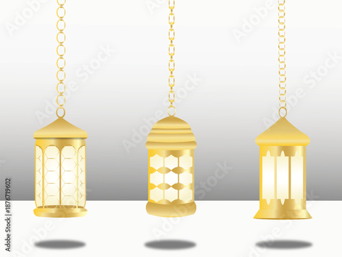 gold chandelier ornaments for designs celebrating Ramadan, Eid al-Fitr, and Eid al-Adha. vector illustration for luxurious design