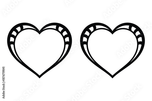Two interlocking heart shapes isolated on white background, Vector
