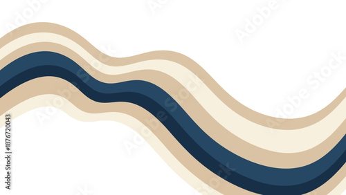 Modern wavy lines in beige and blue for design and background