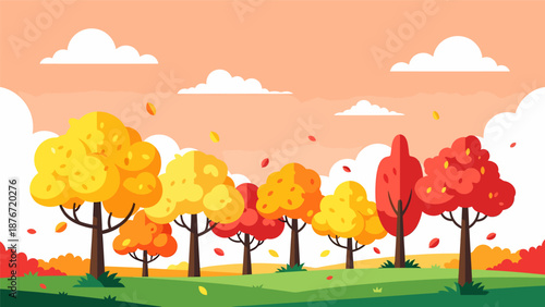 Autumn trees with colorful leaves in landscape Autumn.