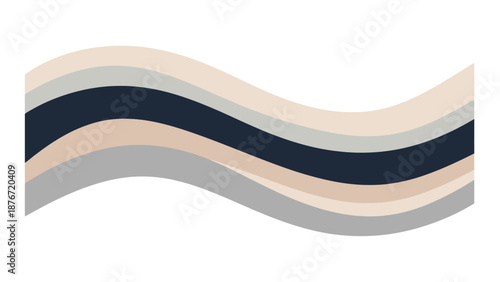Modern wavy abstract design with navy, gray, beige, and white colors