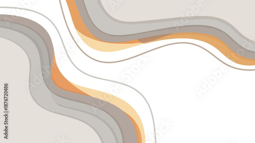 Modern abstract wavy lines in neutral beige and orange hues