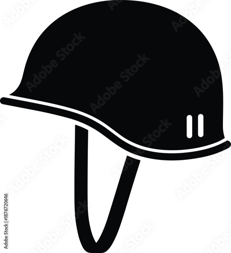 Black Military Helmet Silhouette Vector Icon Isolated on White Background for Army, Defense, Tactical Security, and Soldier Protection Graphic Design Elements
