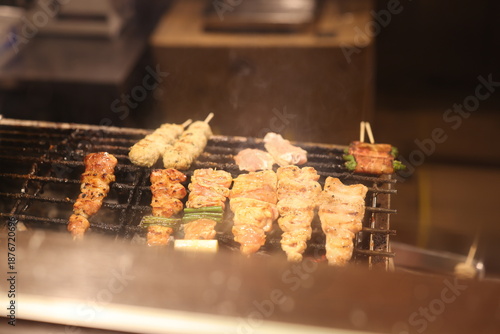 Yakitori, or Japanese Grilled Chicken Skewers