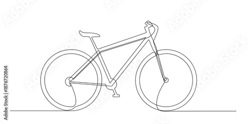 One Continuous Line Drawing of Bicycle. Minimal Bike Line Art Illustration
