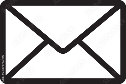 Minimalist Mail Envelope Icon - Vector Line Art Symbol for Email, Marketing, Contact Us, and Digital Correspondence