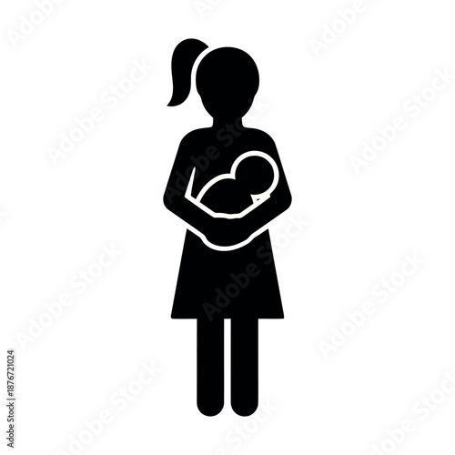 Silhouette of a woman holding a baby close to her chest