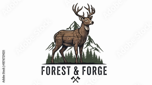 Majestic Stag Standing Proudly in a Mountain Forest Landscape.