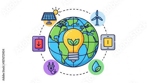 An hourglass with the Earth inside, symbolizing the passage of time, viewed from the side in a simple illustration style