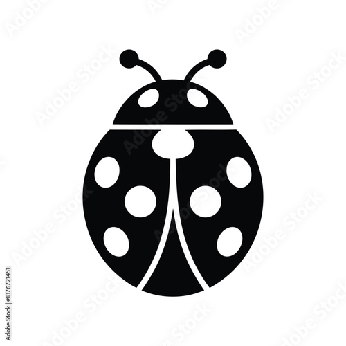 A simple black and white illustration of a spotted ladybug insect