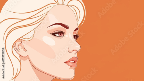 Beautiful Woman Face Profile Illustration.