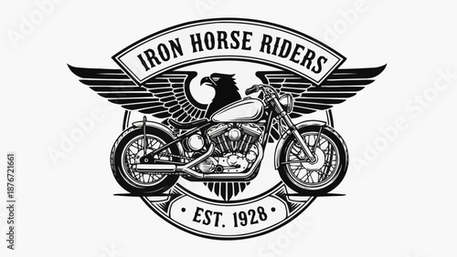 Vintage Motorcycle Emblem with Eagle and Wings.
