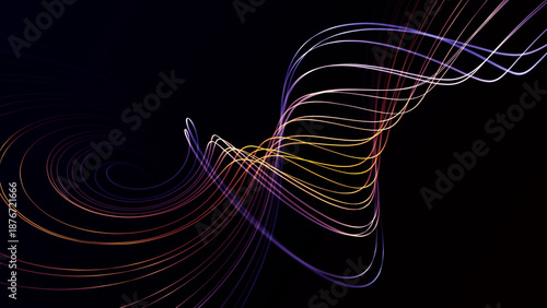 Fotografía Multicolored glowing plasma energy strings forming dynamic digital waves on futuristic abstract background