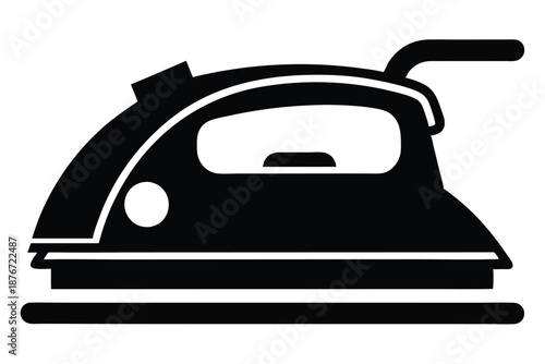Small Handheld Iron Silhouette Vector, Black and White Minimalist Appliance Icon for Travel and Quick Fabric Touch-ups