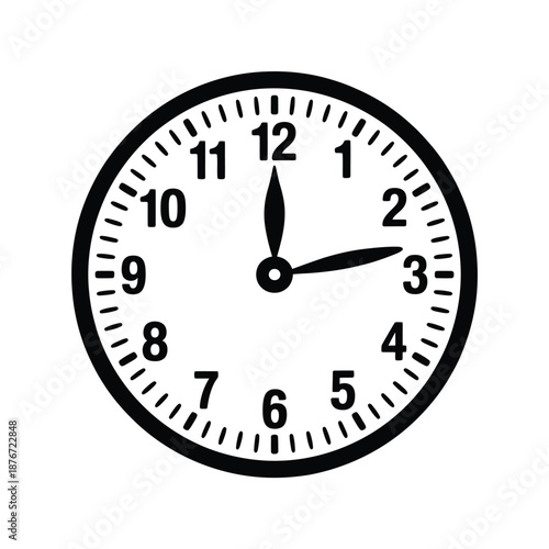 a simple analog clock with black hands and numbers on white background