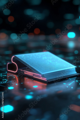 Futuristic Book Digital Technology Knowledge Innovation Learning