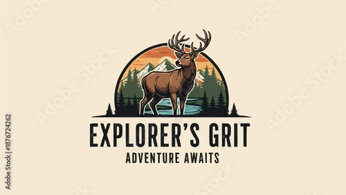 Majestic Stag Standing Proudly in a Wilderness Landscape Scene.