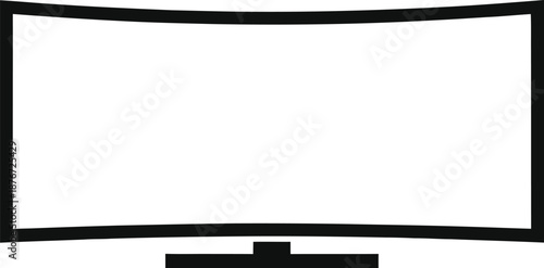 Minimalist black outline icon of a curved television set with a stand
