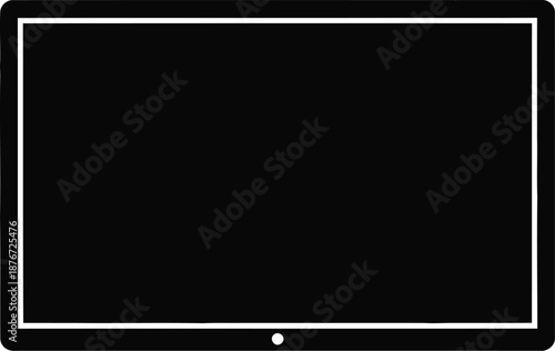 Simple black icon depicting a flat screen television or display monitor