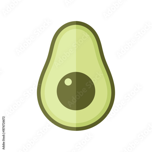 A stylized green half avocado fruit illustration isolated