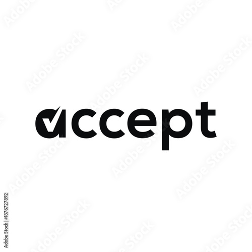 wordmark accept logo design, check verifield approved symbol icon vector template