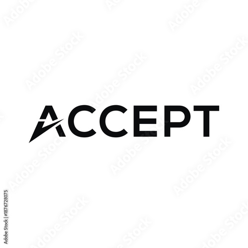 wordmark accept logo design, check verifield approved symbol icon vector templat