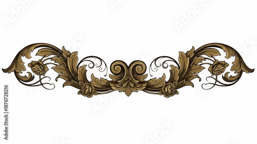Ornate Decorative Flourish Element with Floral Motifs.