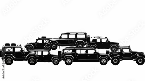 Collection of Black SUVs and Off Road Vehicles.