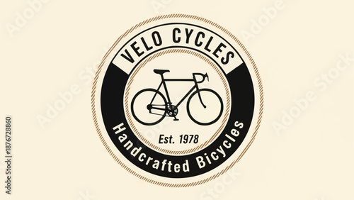 Velo Cycles Handcrafted Bicycles Logo Emblem.