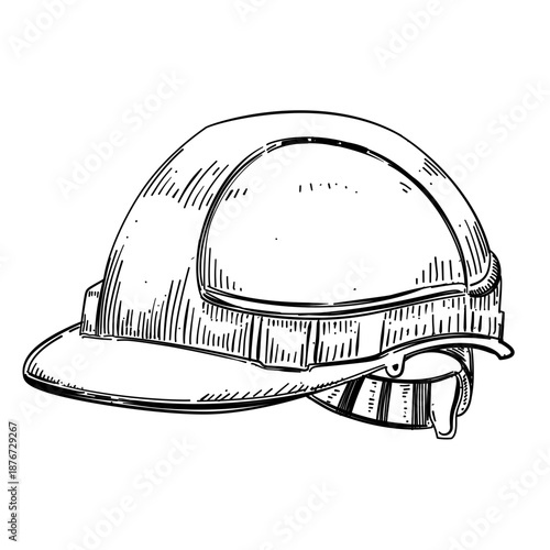 Hard Hat Safety Helmet Protection Equipment Vector Line Art Hand Drawn Illustration