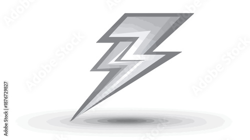Stylized gray lightning bolt icon, a symbol of power, speed, and electricity, isolated on a white background with shadow effect.