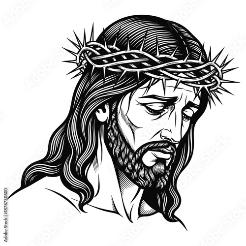 Illustration of jesus christ wearing a crown of thorns