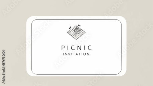 Minimalist Picnic Invitation Card with Simple Graphics.