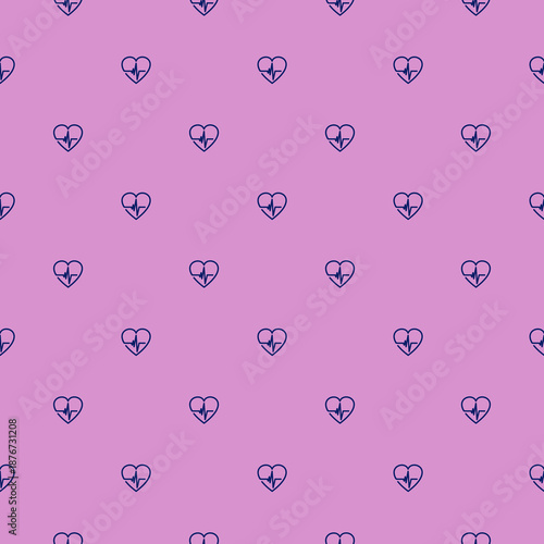 Heartbeat, heart beat pulse seamless pattern isolated on color background