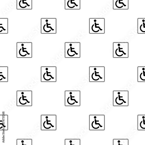 Wheelchair Symbol seamless pattern isolated on white background
